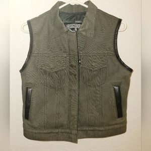 Handmade Espinozas Leather Company Leather & Canvas Motorcycle Vest Womens S